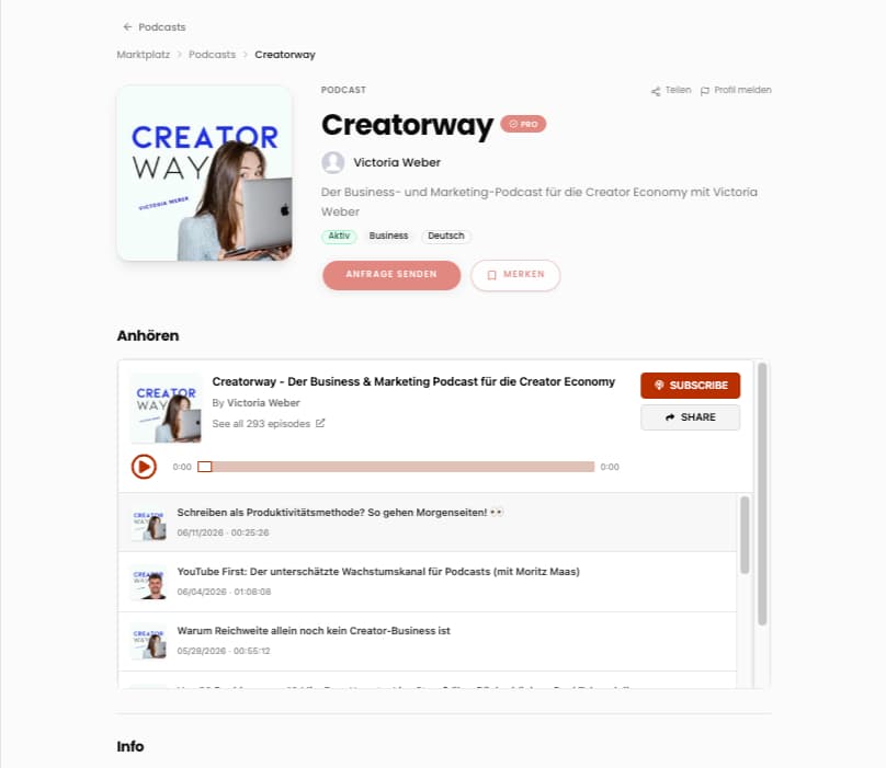 Creatorway – Podcast-Profil auf HalloPodcaster