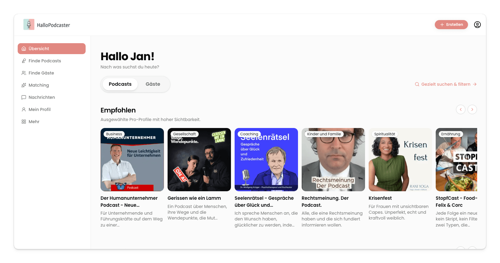 HalloPodcaster Übersicht